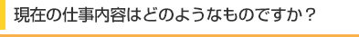 現在の仕事内容はどのようなものですか？